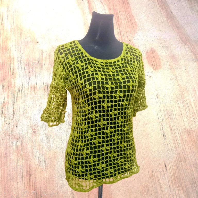 Blusa Calada Tejida Crochet Color Pistacho - Imagen 2