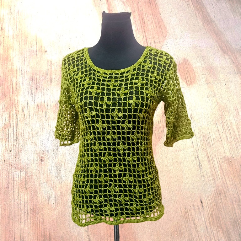Blusa Calada Tejida Crochet Color Pistacho