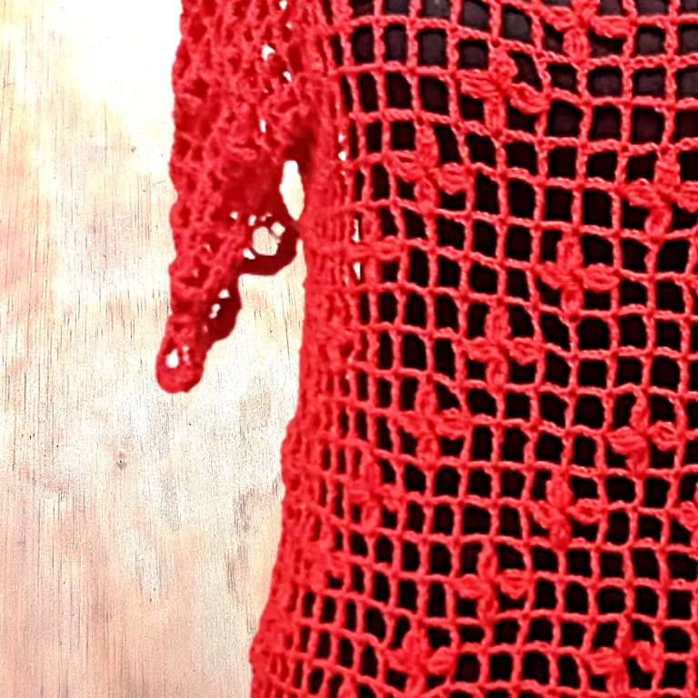 Blusa Calada Tejida Crochet Color Rojo Italiano - Imagen 3