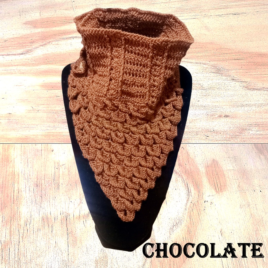 Cuello Tejido Crochet Hilo Chocolate