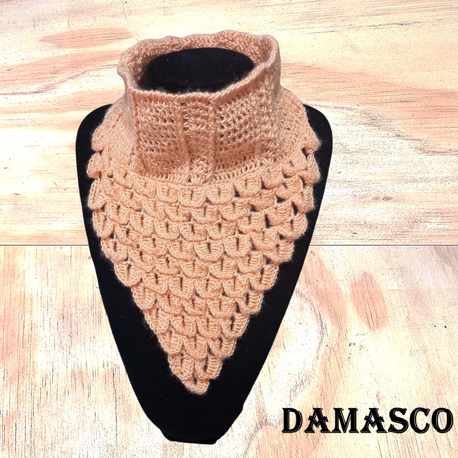 Cuello Tejido Crochet Hilo Damasco