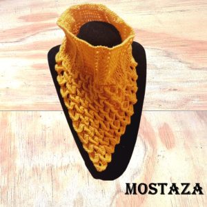 Cuello Tejido Crochet Hilo Mostaza