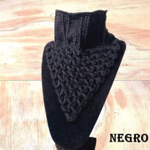 Cuello Tejido Crochet Hilo Negro
