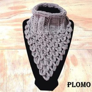 Cuello Tejido Crochet Hilo Plomo