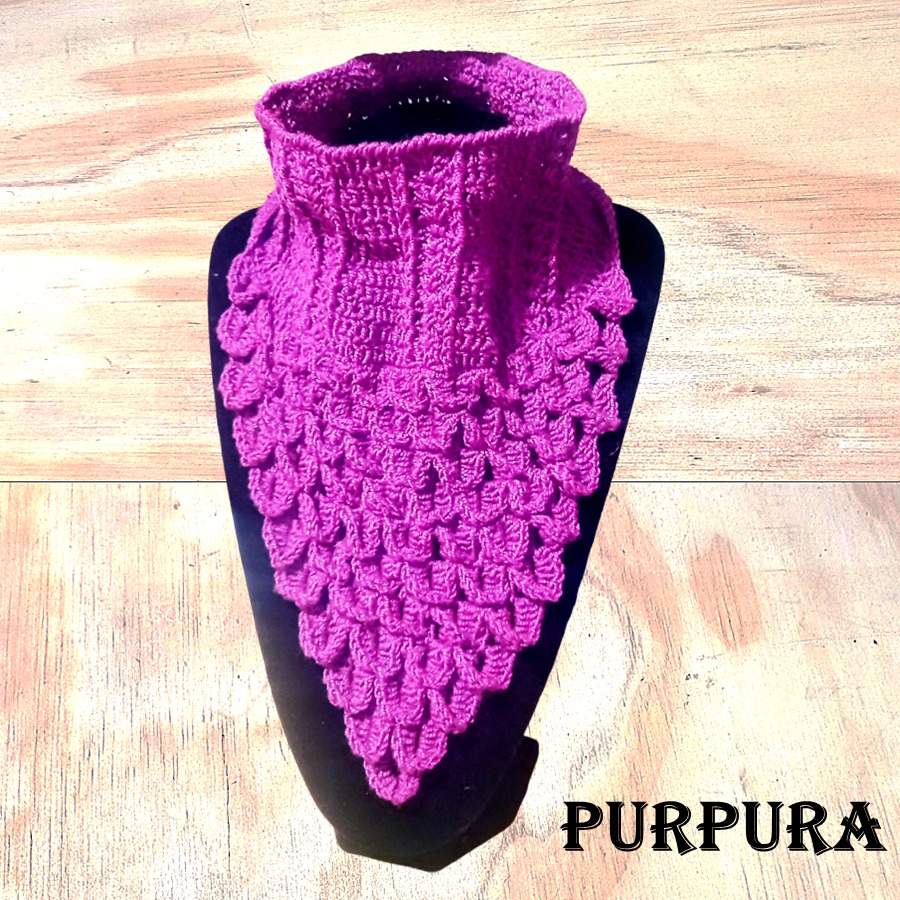 Cuello Tejico Crochet Hilo Purpura