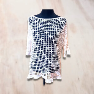 Blusa Calada Tejida Crochet Blanca