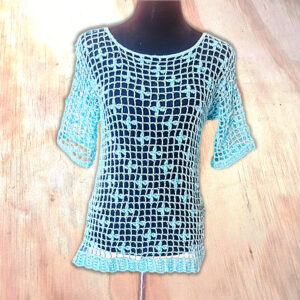 Blusa Calada Tejida Crochet Verde Agua