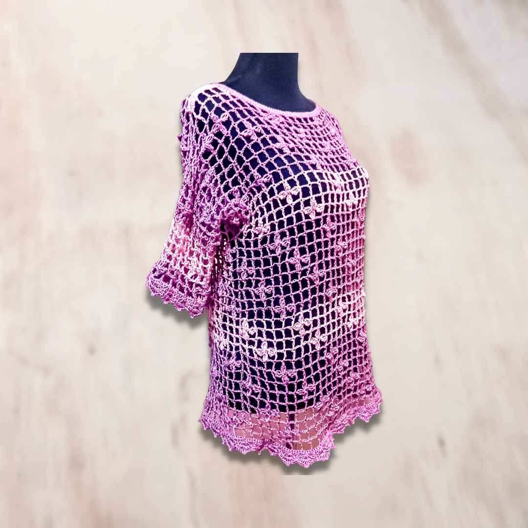 Blusa Calada Flores Malva Palo Rosa - Imagen 2