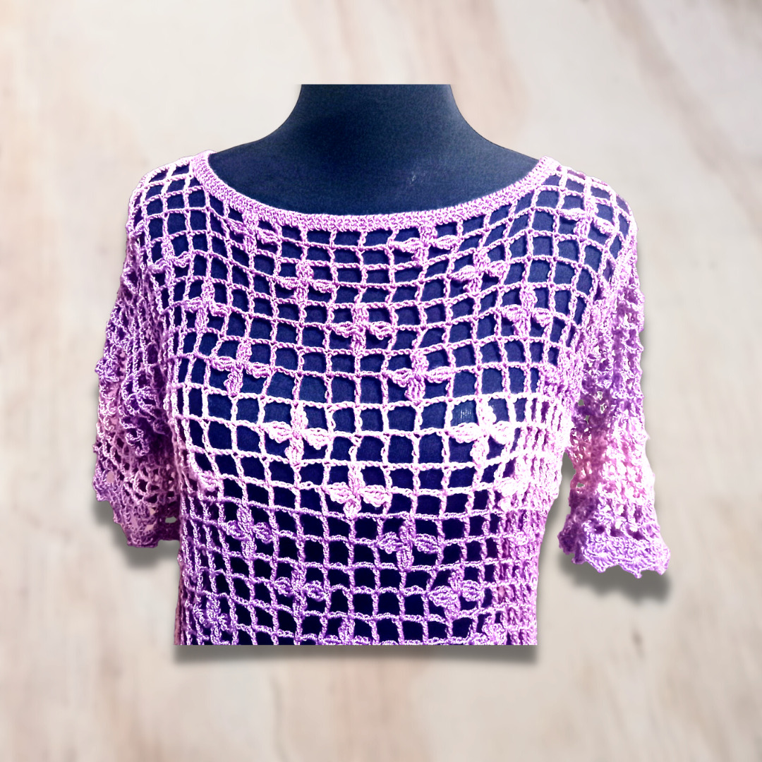 Blusa Calada Flores Malva Palo Rosa - Imagen 3