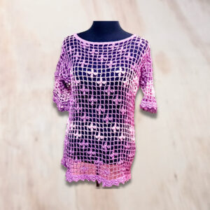 Blusa Calada Flores Malva Palo Rosa