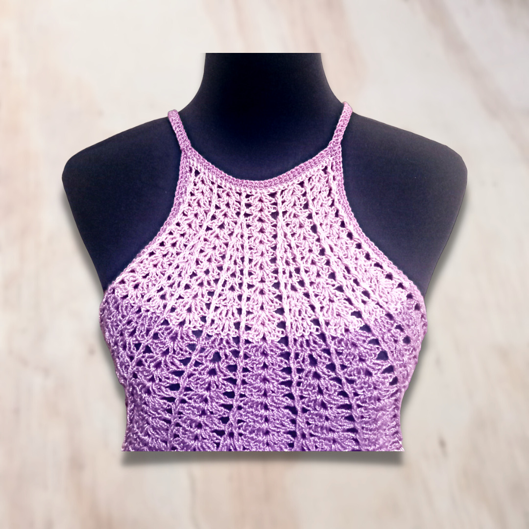 Crop Top Abanico Malva Rosa - Imagen 2
