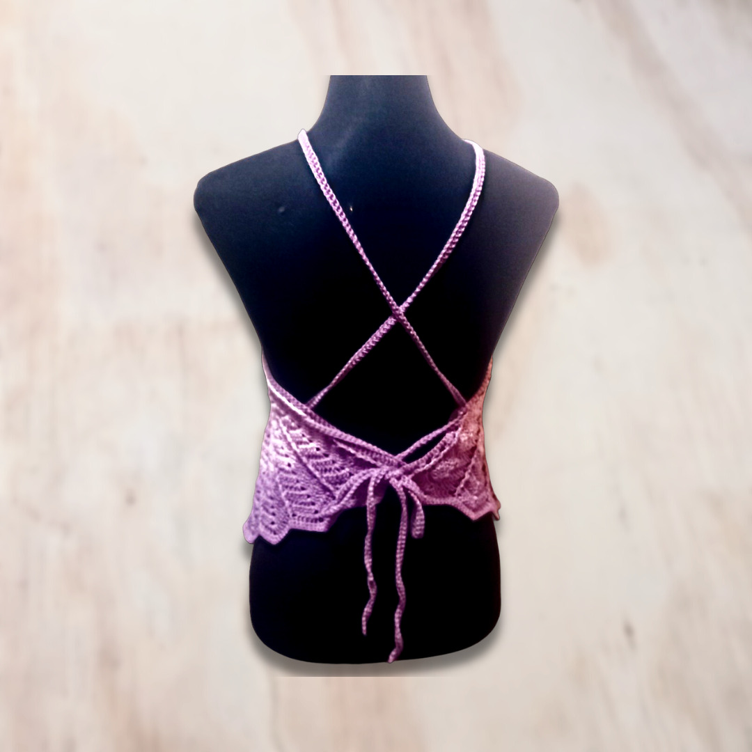 Crop Top Abanico Malva Rosa - Imagen 3